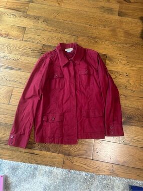 Vintage Liz Jordan Women's Red Casual Button Up Shirt Jacket Size XL